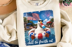 Chill The Fourth Out Duck PNG, 4th of July Sublimation Clipa Product Image 3
