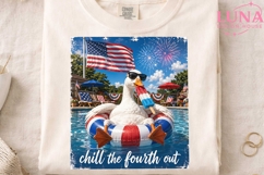 Chill The Fourth Out Duck PNG, 4th of July Sublimation Clipa Product Image 4
