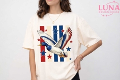Patriotic Duck Flying PNG, 4th of July Duck Clipart, USA Duc Product Image 1