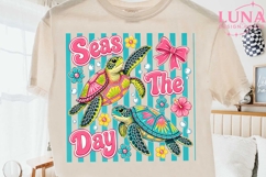 Seas The Day Sea Turtle PNG, Summer Beach Clipart, Ocean PNG Product Image 2