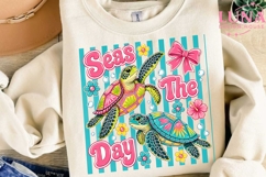 Seas The Day Sea Turtle PNG, Summer Beach Clipart, Ocean PNG Product Image 3