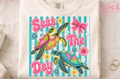 Seas The Day Sea Turtle PNG, Summer Beach Clipart, Ocean PNG Product Image 4