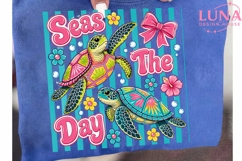 Seas The Day Sea Turtle PNG, Summer Beach Clipart, Ocean PNG Product Image 6