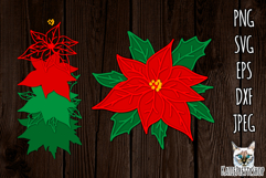 3d layered papercut Poinsettia svg, multilayered flower svg Product Image 1