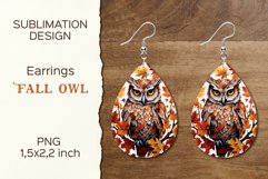 Autumn Owl| Earring Teardrop | Sublimation Design Product Image 1
