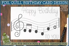 Foil Quill Birthday Card, Music Single Line Sketch SVG Product Image 1