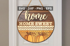 Home Sweet Home Door Sign SVG | Farmhouse Round Sign Product Image 1