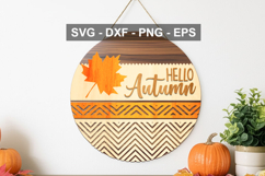Hello Autumn Round Door Sign SVG | Layered Fall File Product Image 4