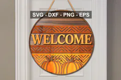 Welcome Round Door Sign SVG | Fall Porch Sign Cut File Product Image 3
