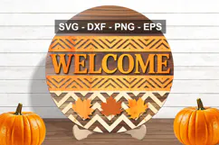 Welcome Round Door Sign SVG | Fall Porch Sign Cut File Product Image 3