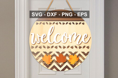 Welcome Round Door Sign SVG | Fall Porch Sign Cut File Product Image 3