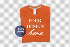 Folded Orange tshirt Mockup Transparent background PSD PNG Product Image 1