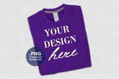Folded Purple tshirt Mockup Transparent background PSD PNG Product Image 1