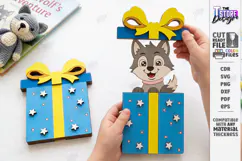 3D Folding Surprise Card Laser Cut | Wooden Wolf Sliding SVG Product Image 1