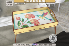 Folding Tray Table Laser Cut | Breakfast Table with Handles Product Image 1