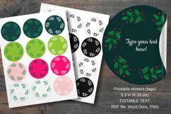 Foliage and Berries Frame Round Labels 12 pcs per paper