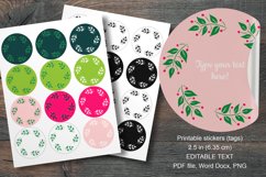 Foliage and Berries Frame Round Labels 12 pcs per paper
