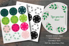 Foliage and Berries Frame Round Labels 12 pcs per paper