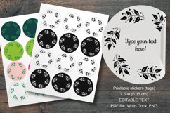 Foliage and Berries Frame Round Labels 12 pcs per paper