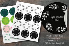 Foliage and Berries Frame Round Labels 12 pcs per paper