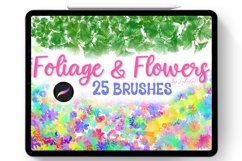 Foliage &amp; Flowers Brushset Procreate. Roses brush Procreate. Product Image 1