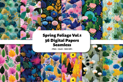 Spring Foliage Vol.1 Seamless Digital Paper, 36 PNG Product Image 1