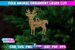 Folk Deer Ornament | Rustic Design | Nordic Ornament | CNC Product Image 1