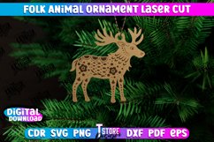 Folk Elk Ornament | Rustic Design | Nordic Ornament | CNC Product Image 1