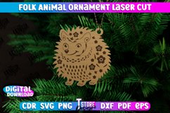 Folk Hedgehog Ornament | Rustic Design | Nordic Ornament|CNC Product Image 1