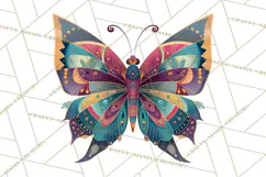 Enchanted Folk Art Butterfly Clipart PNG, Fariytale Cottage Product Image 3