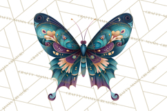 Enchanted Folk Art Butterfly Clipart PNG, Fariytale Cottage Product Image 4