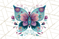 Enchanted Folk Art Butterfly Clipart PNG, Fariytale Cottage Product Image 3