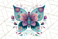 Enchanted Folk Art Butterfly Clipart PNG, Fariytale Cottage Product Image 3