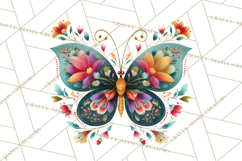 Enchanted Folk Art Butterfly Clipart PNG, Fariytale Cottage Product Image 5