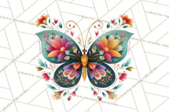 Enchanted Folk Art Butterfly Clipart PNG, Fariytale Cottage Product Image 5