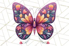 Enchanted Folk Art Butterfly Clipart PNG, Fariytale Cottage Product Image 5
