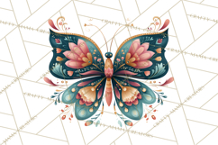Enchanted Folk Art Butterfly Clipart PNG, Fariytale Cottage Product Image 4