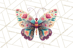 Enchanted Folk Art Butterfly Clipart PNG, Fariytale Cottage Product Image 5