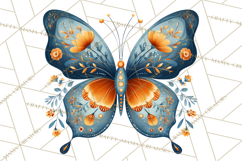 Enchanted Folk Art Butterfly Clipart PNG, Fariytale Cottage Product Image 4