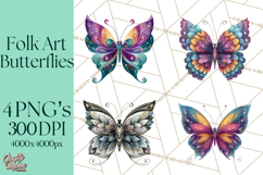 Enchanted Folk Art Butterfly Clipart PNG, Fariytale Cottage Product Image 1