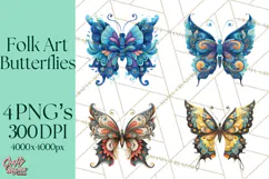 Enchanted Folk Art Butterfly Clipart PNG, Fariytale Cottage Product Image 1