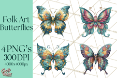 Enchanted Folk Art Butterfly Clipart PNG, Fariytale Cottage Product Image 1