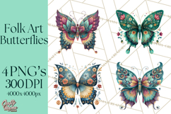 Enchanted Folk Art Butterfly Clipart PNG, Fariytale Cottage Product Image 1