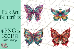 Enchanted Folk Art Butterfly Clipart PNG, Fariytale Cottage Product Image 1