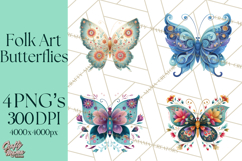 Enchanted Folk Art Butterfly Clipart PNG, Fariytale Cottage Product Image 1