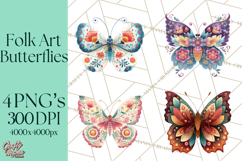 Enchanted Folk Art Butterfly Clipart PNG, Fariytale Cottage Product Image 1