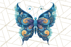 Enchanted Folk Art Butterfly Clipart PNG, Fariytale Cottage Product Image 4
