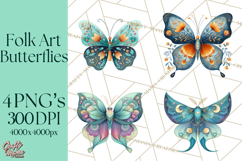 Enchanted Folk Art Butterfly Clipart PNG, Fariytale Cottage Product Image 1