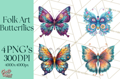 Enchanted Folk Art Butterfly Clipart PNG, Fariytale Cottage Product Image 1