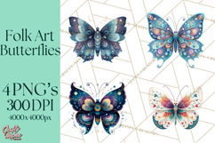 Enchanted Folk Art Butterfly Clipart PNG, Fariytale Cottage Product Image 1